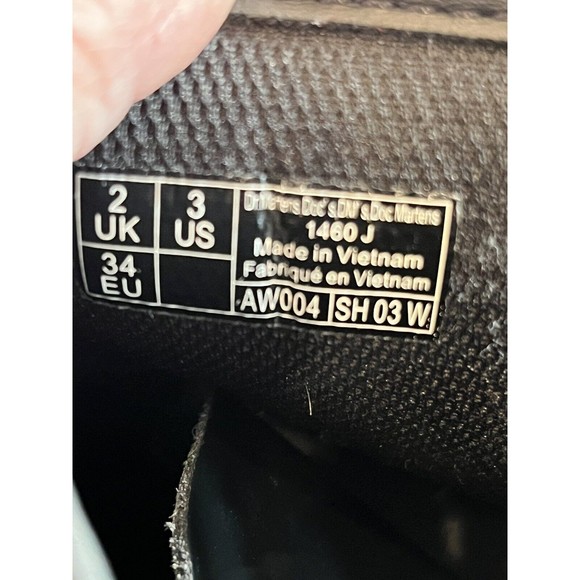 Dr Martens Black Combat Boots Youth size 3 Leather Lace Up Side Zip 1460J - Picture 8 of 10